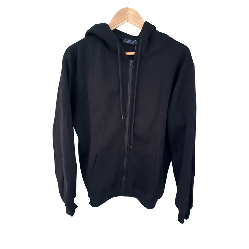 Blue Ice Men's Black Full Zip Fleece Hoodie Sweatshirt NWT Size M